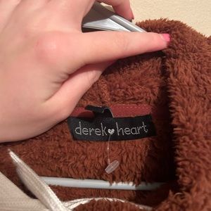 almost new fluffy brown hooded sweater.